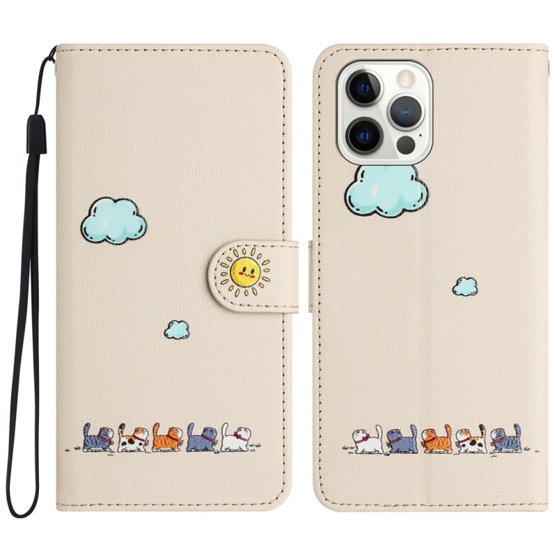 Cartoon Painted Flip Phone Case with Card Slot